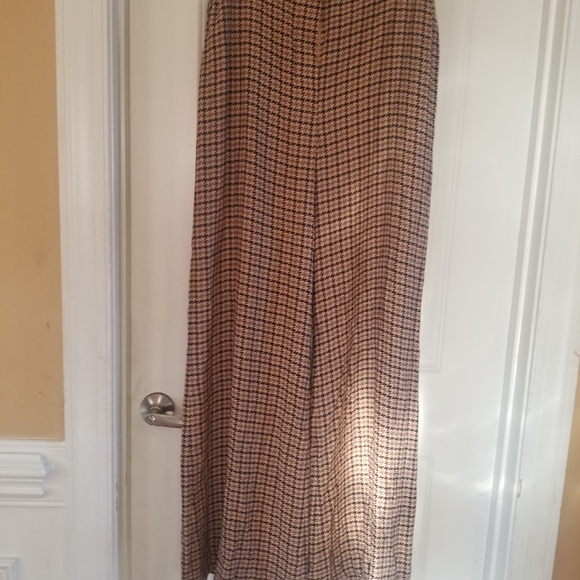 L'Agence - Pilar Wide Leg Pant - Soft Camel Houndstooth Size 14 - Picture 3 of 6